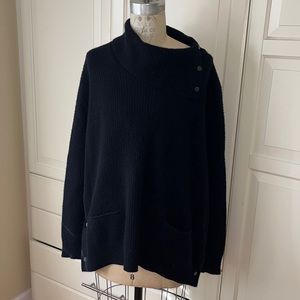 Vince wool yak blend oversized mock black sweater L
